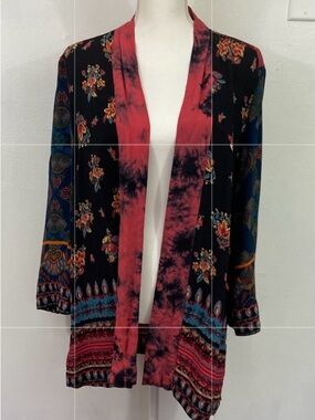 John Mark Patchwork Kimono Top Women's L Patchwork Floral Whimsygoth Boho Layer